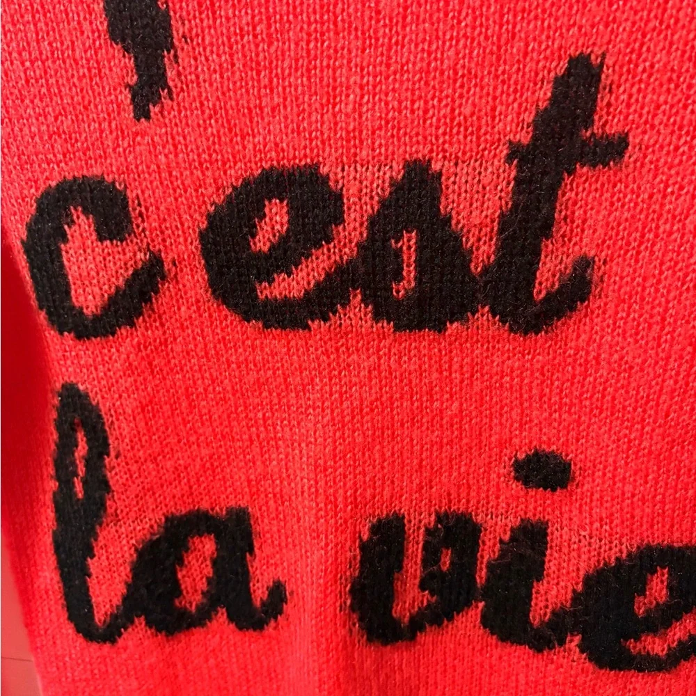 Charlotte Russe Red 'C'est La Vie' Sweater - Picture 2 of 6